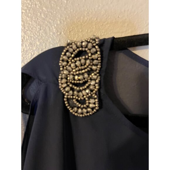 R & M Richards Dress 14 Sheer Top Stretch Cruise Wedding Party Cocktails - Picture 2 of 12